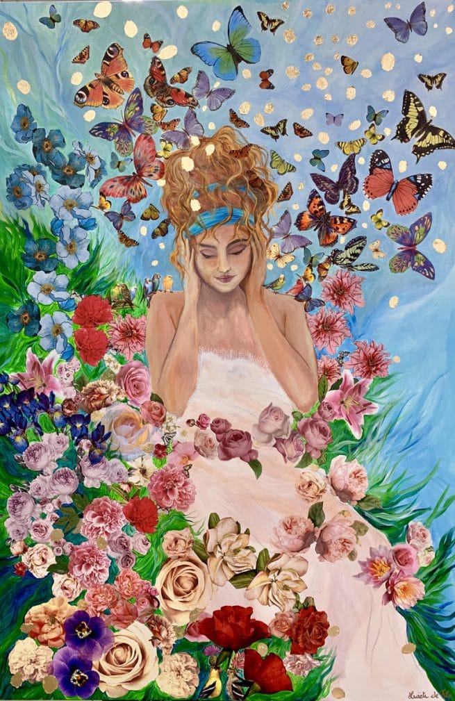Transmission de pensées Technique mixte. 97x147cm